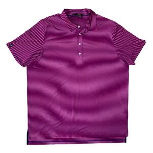 RLX Ralph Lauren Golf Polo Shirt XXL 2XL Pink Navy Stripe Stretch Performance